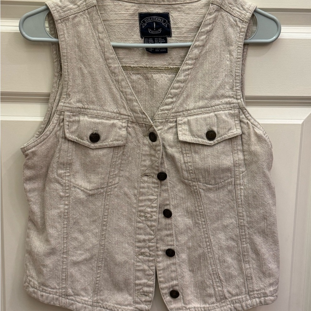 Solutions Natural Linen Cotton Blend Top